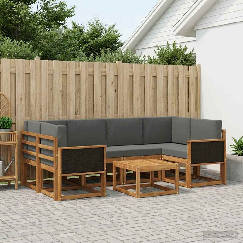 Set de canapele de exterior 5 buc. Natural și Antracit