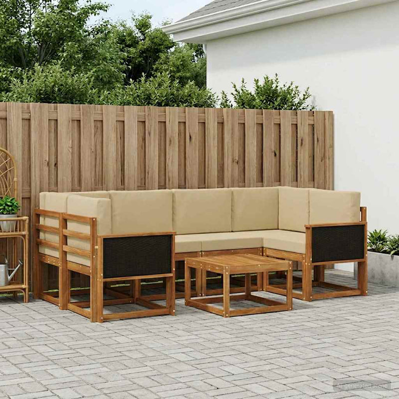 Set de canapele de exterior 5 buc. natural