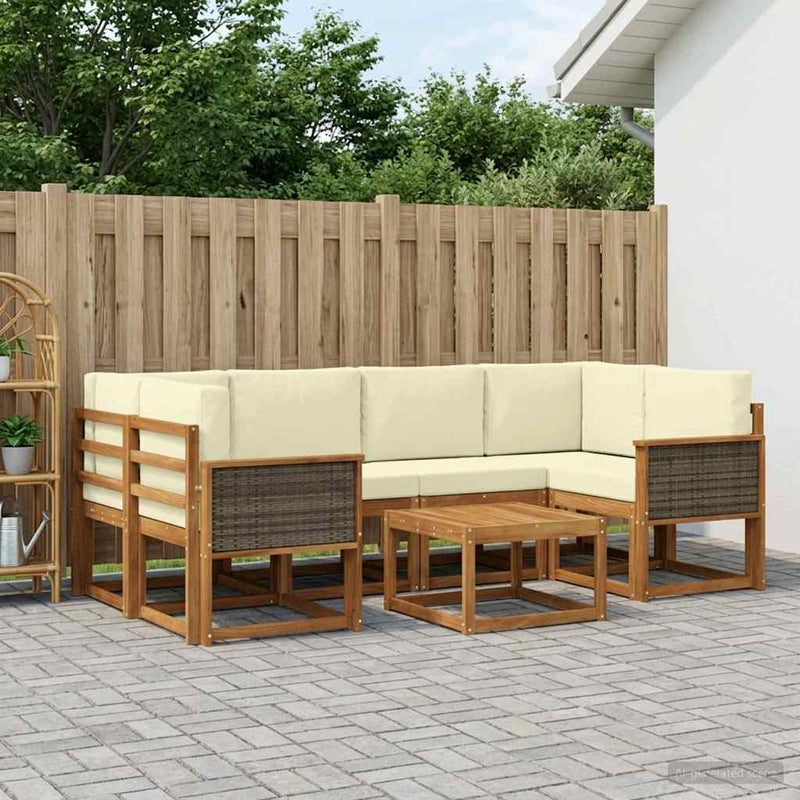 Set de canapele de exterior 5 buc. Natural și Crem