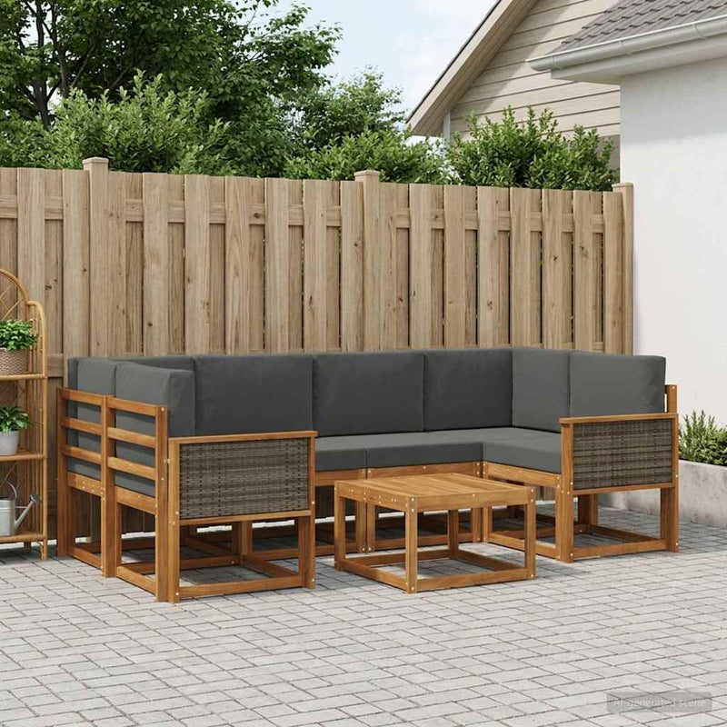 Set de canapele de exterior 5 buc. Natural și Antracit