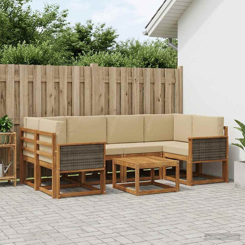Set de canapele de exterior 5 buc. natural