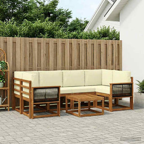 Set de canapele de exterior 5 buc. Natural și Crem
