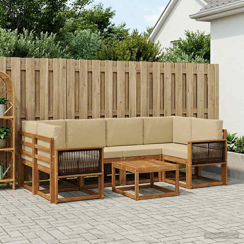 Set de canapele de exterior 5 buc. natural