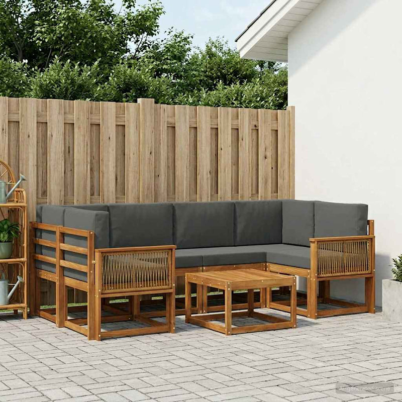 Set de canapele de exterior 7 buc. Natural și Antracit