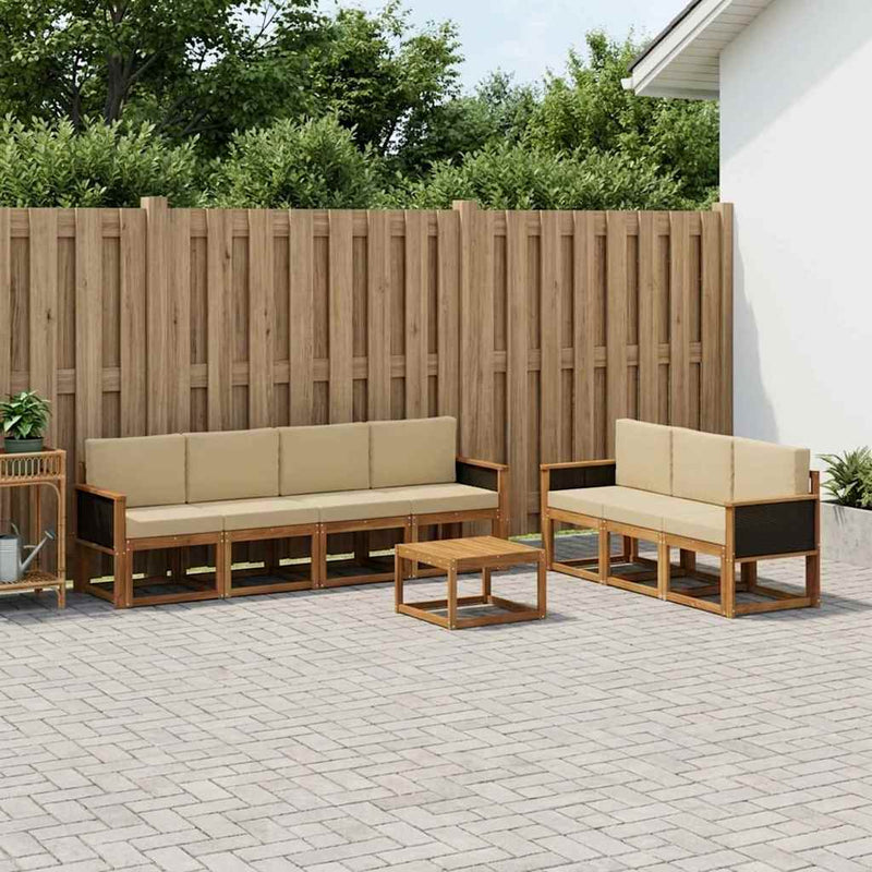Set de canapele de exterior 7 buc. natural