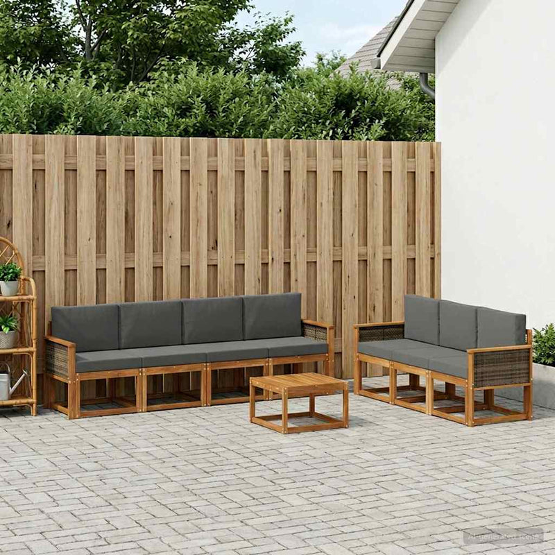 Set de canapele de exterior 7 buc. Natural și Antracit