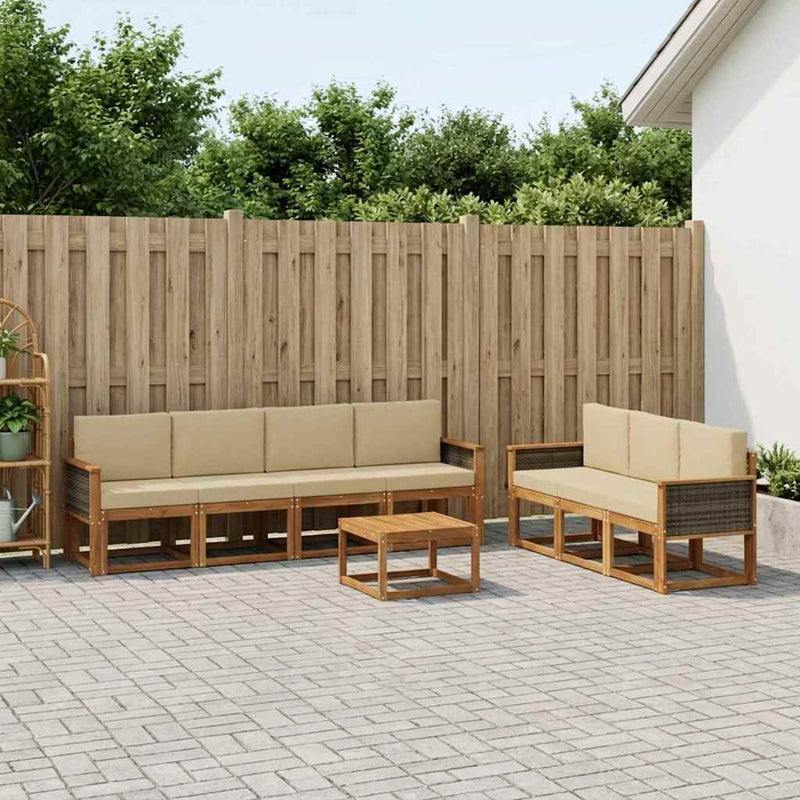 Set de canapele de exterior 7 buc. natural