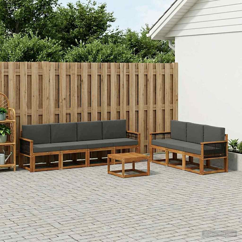 Set de canapele de exterior 7 buc. Natural și Antracit