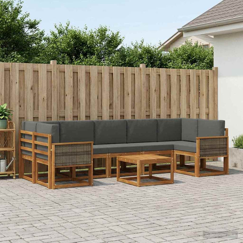 Set de canapele de exterior 6 buc. Natural și Antracit