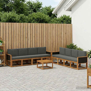 Set de canapele de exterior 9 buc. Natural și Antracit