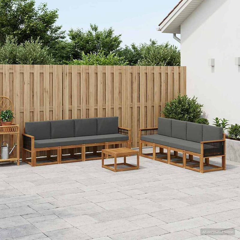 Set de canapele de exterior 9 buc. Natural și Antracit