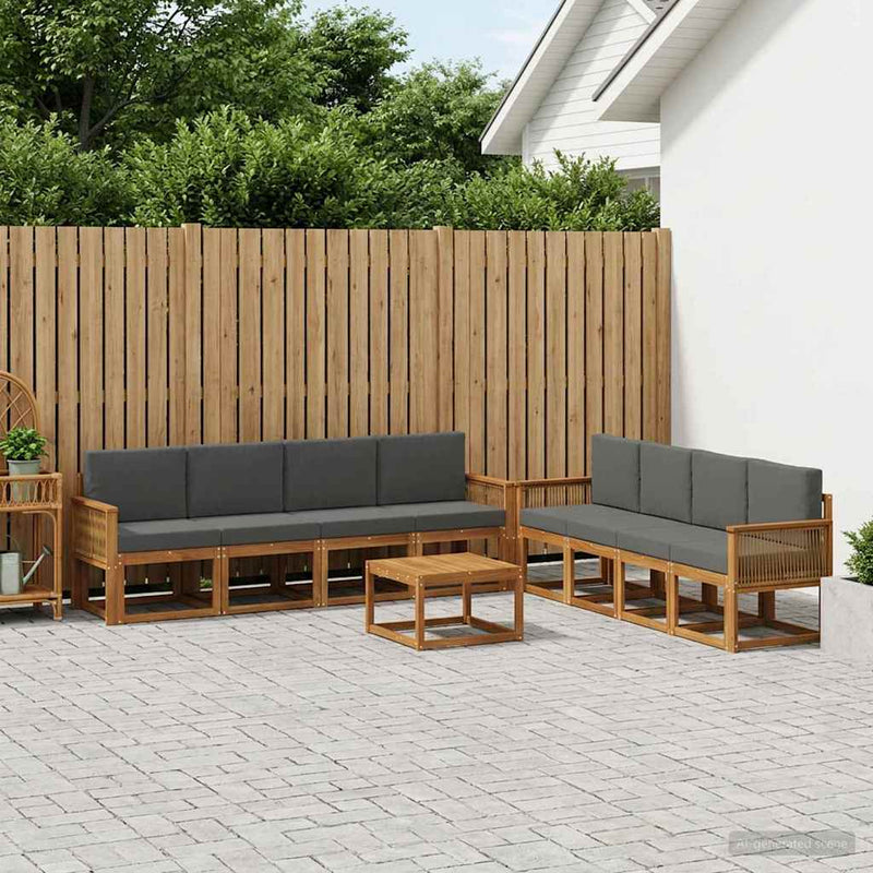 Set de canapele de exterior 9 buc. Natural și Antracit