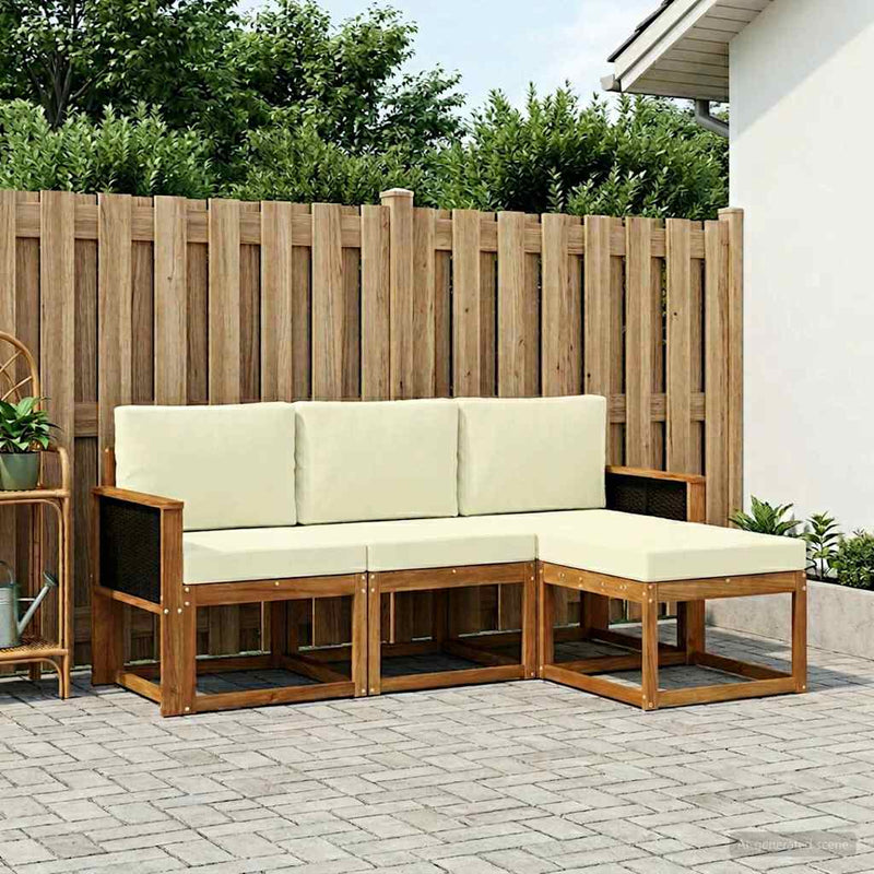 Set de canapele de exterior 4 buc. Natural și Crem