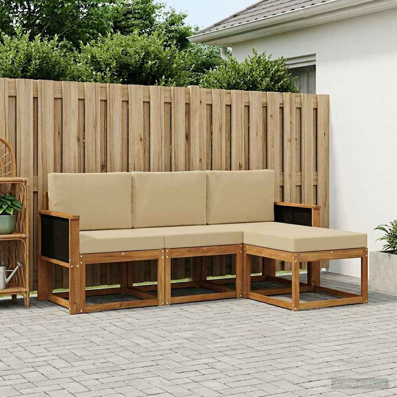 Set de canapele de exterior 4 buc. natural