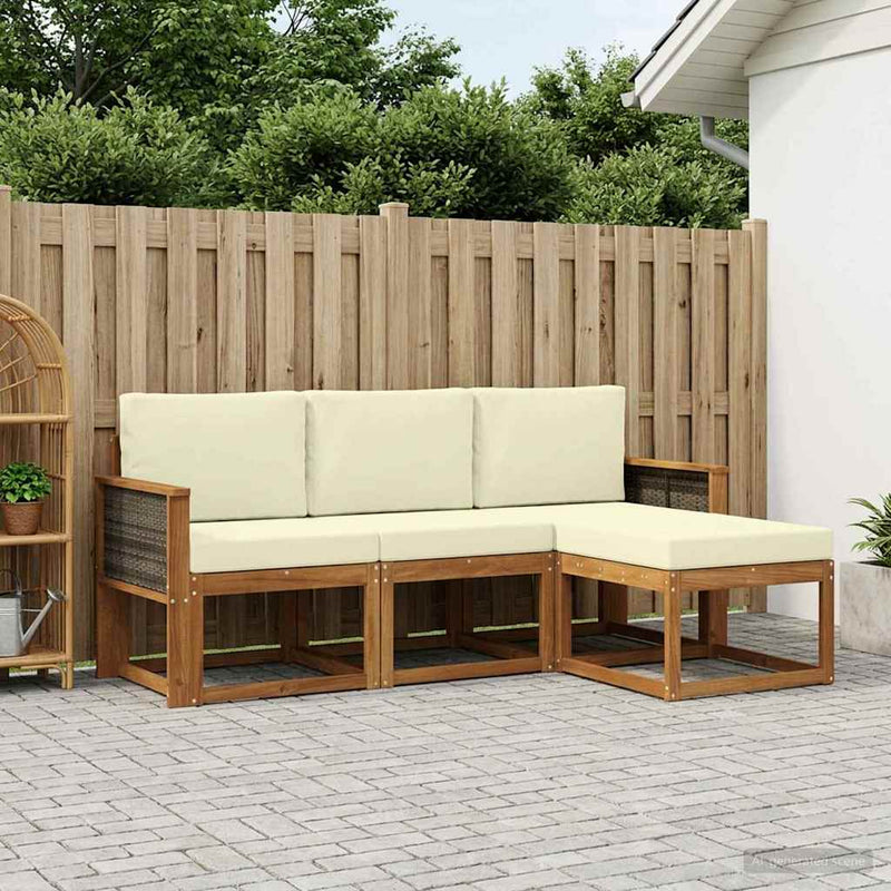 Set de canapele de exterior 4 buc. Natural și Crem