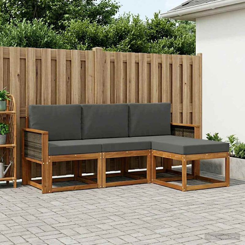Set de canapele de exterior 4 buc. Natural și Antracit