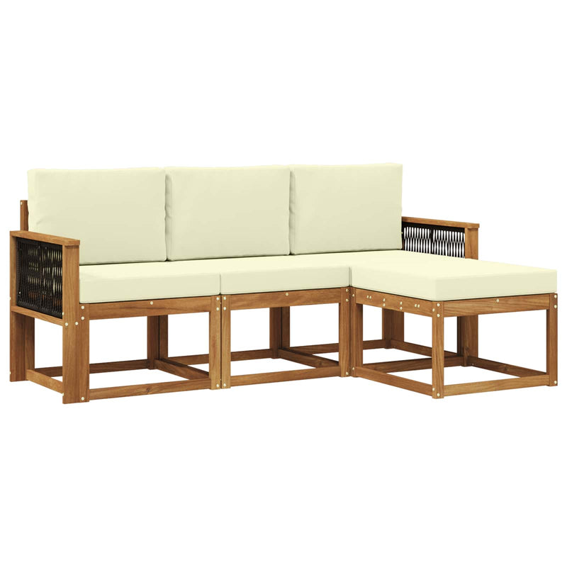 Set de canapele de exterior 4 buc. Natural și Crem