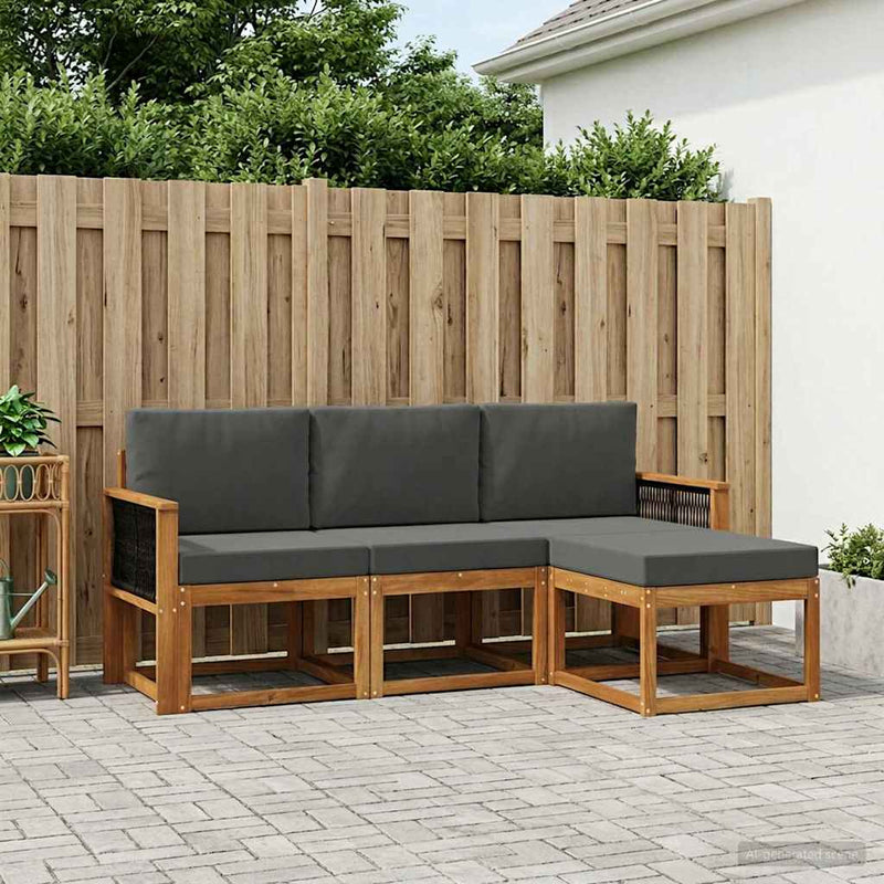 Set de canapele de exterior 4 buc. Natural și Antracit