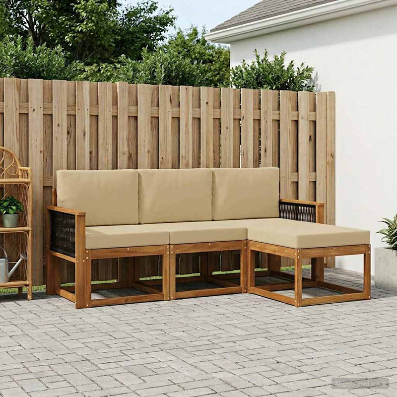 Set de canapele de exterior 4 buc. natural
