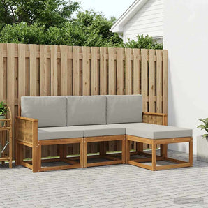Set de canapele de exterior 4 buc. Natural și gri deschis