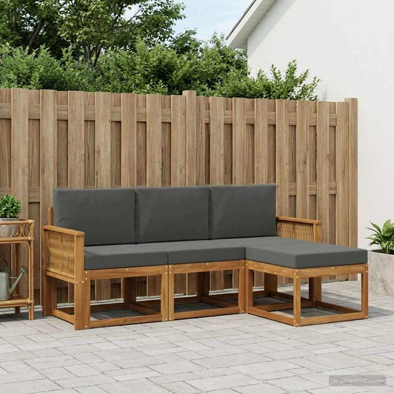 Set de canapele de exterior 4 buc. Natural și Antracit