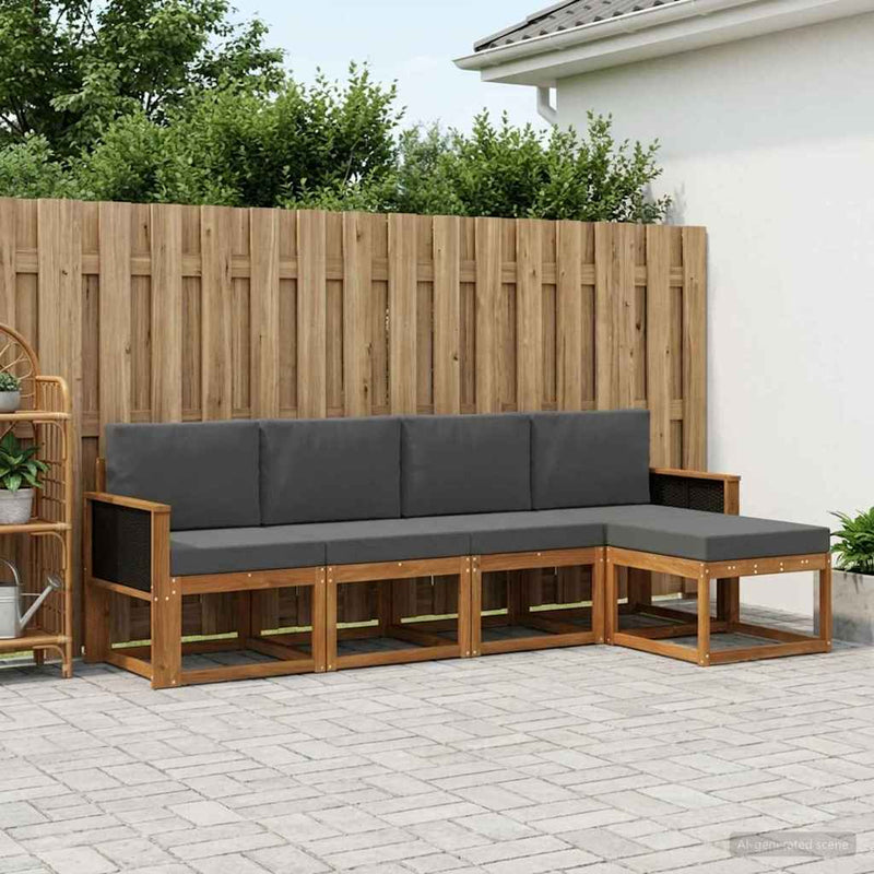 Set de canapele de exterior 5 buc. Natural și Antracit