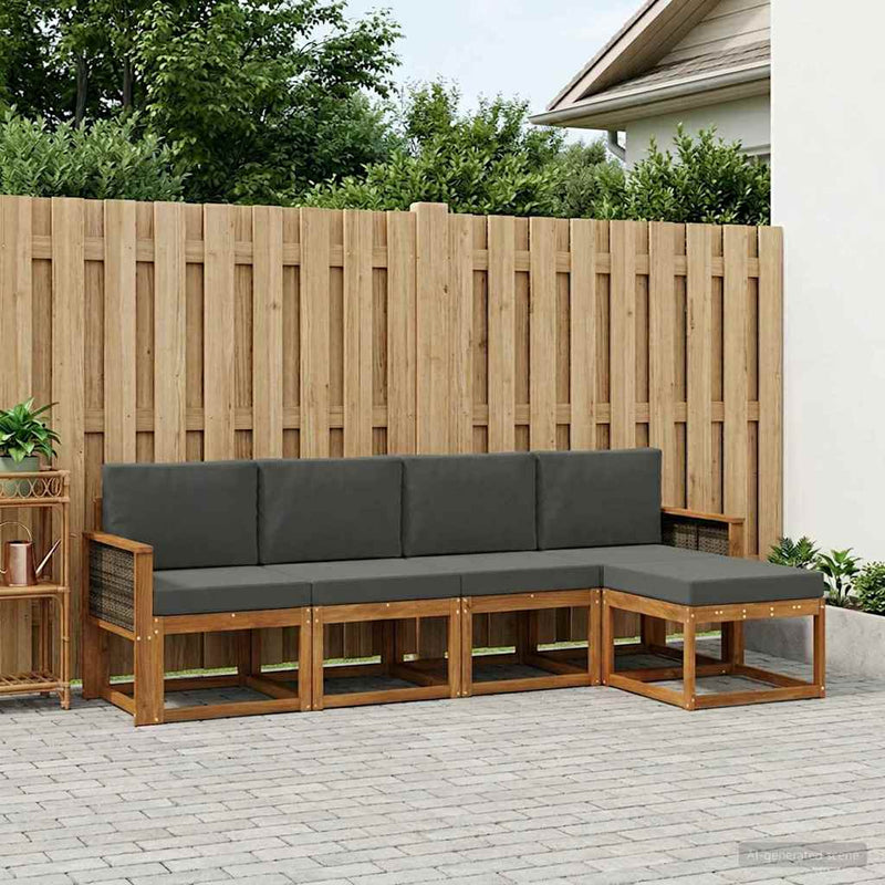 Set de canapele de exterior 5 buc. Natural și Antracit
