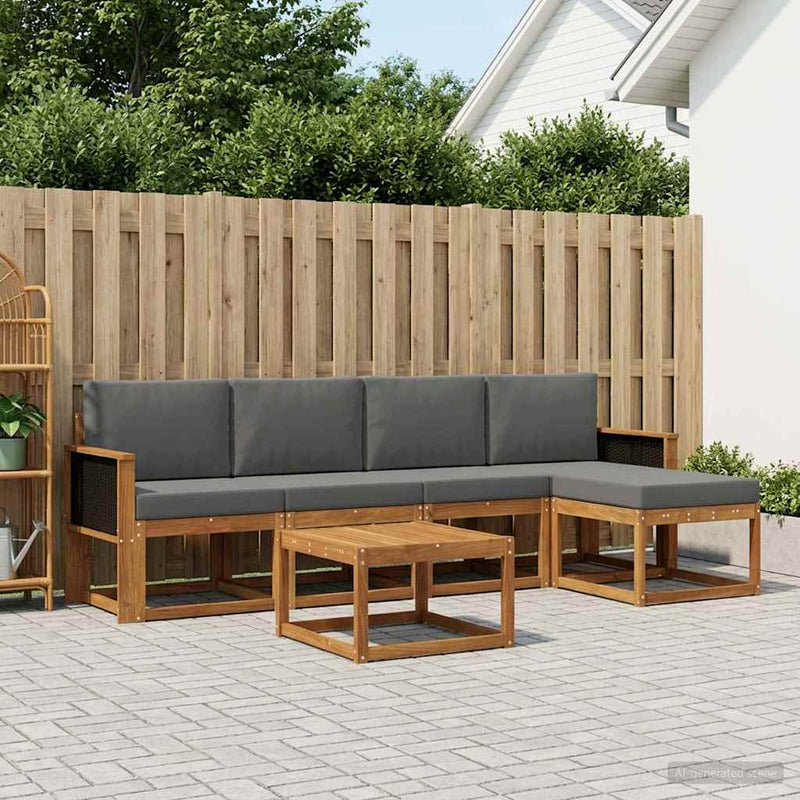 Set de canapele de exterior 6 buc. Natural și Antracit