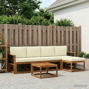 Set de canapele de exterior 6 buc. Natural și Crem Poliester