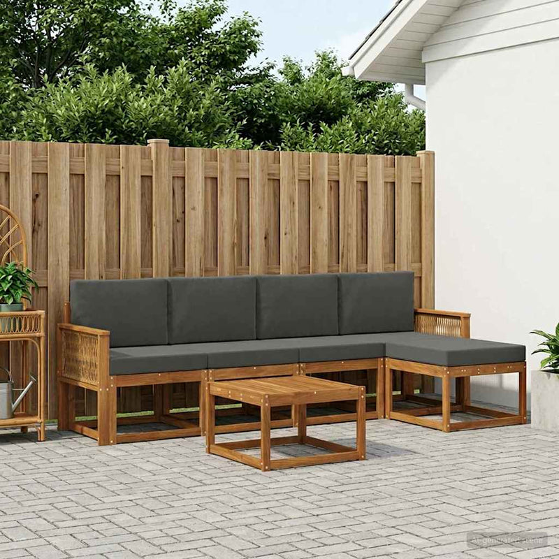 Set de canapele de exterior 6 buc. Natural și Antracit