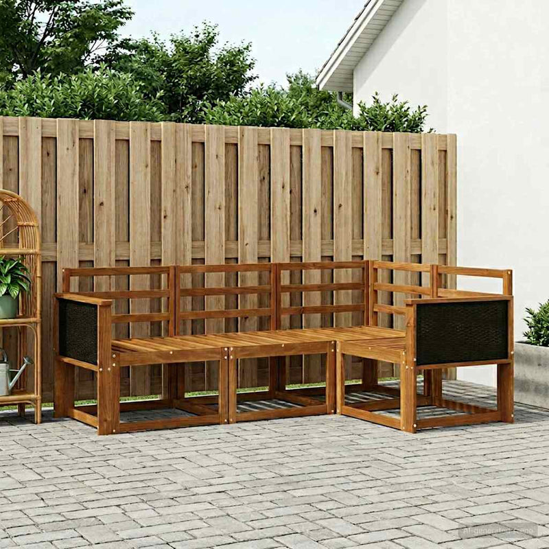 Set de canapele de exterior 4 buc. natural Lemn Solid de Acacia