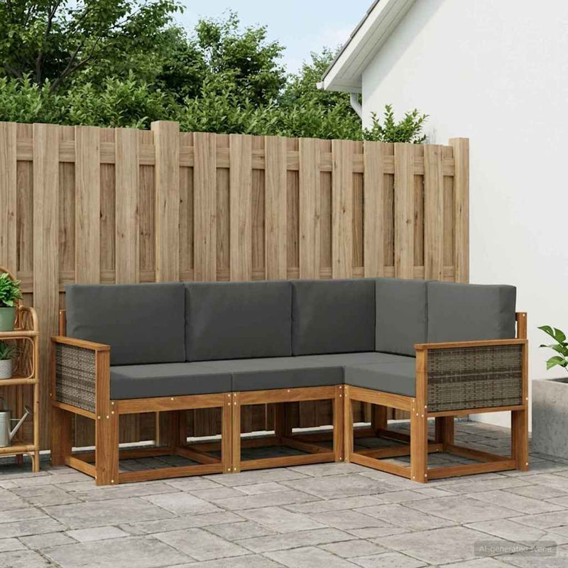 Set de canapele de exterior 4 buc. Natural și Antracit