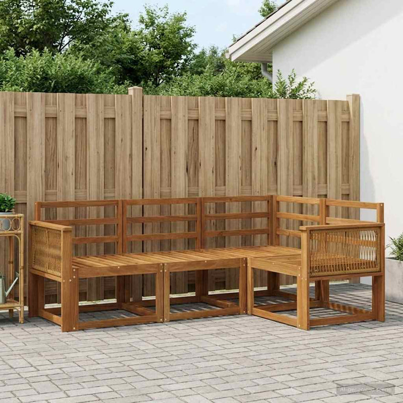 Set de canapele de exterior 4 buc. natural Lemn Solid de Acacia