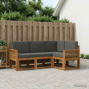 Set de canapele de exterior 4 buc. Natural și Antracit