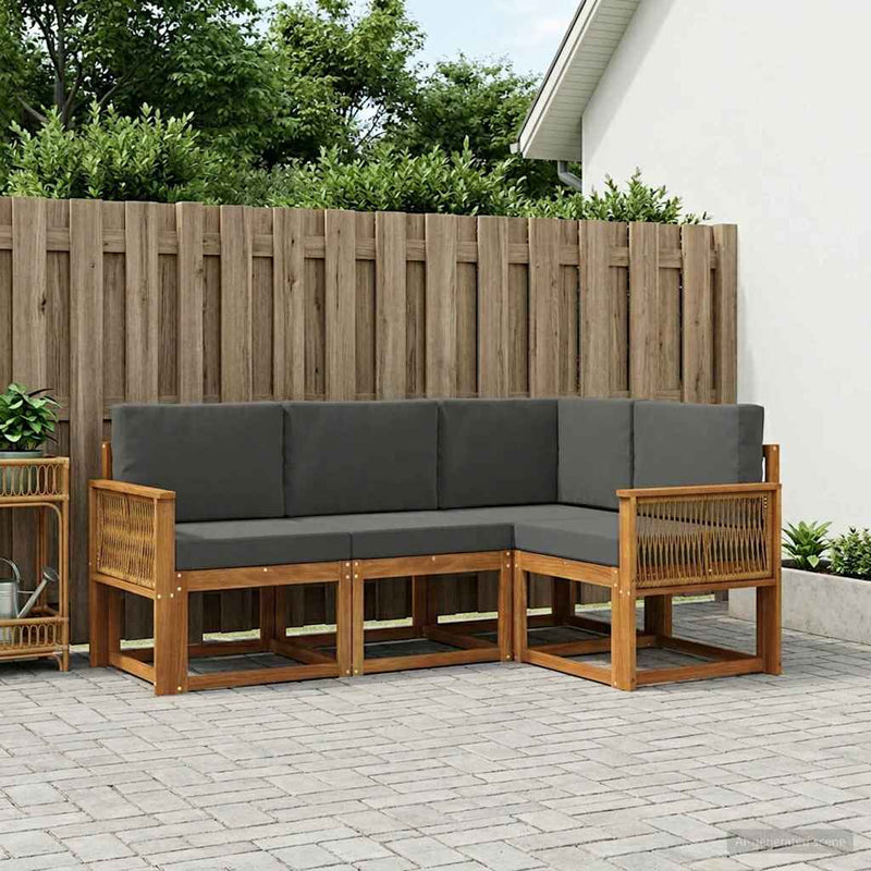 Set de canapele de exterior 4 buc. Natural și Antracit