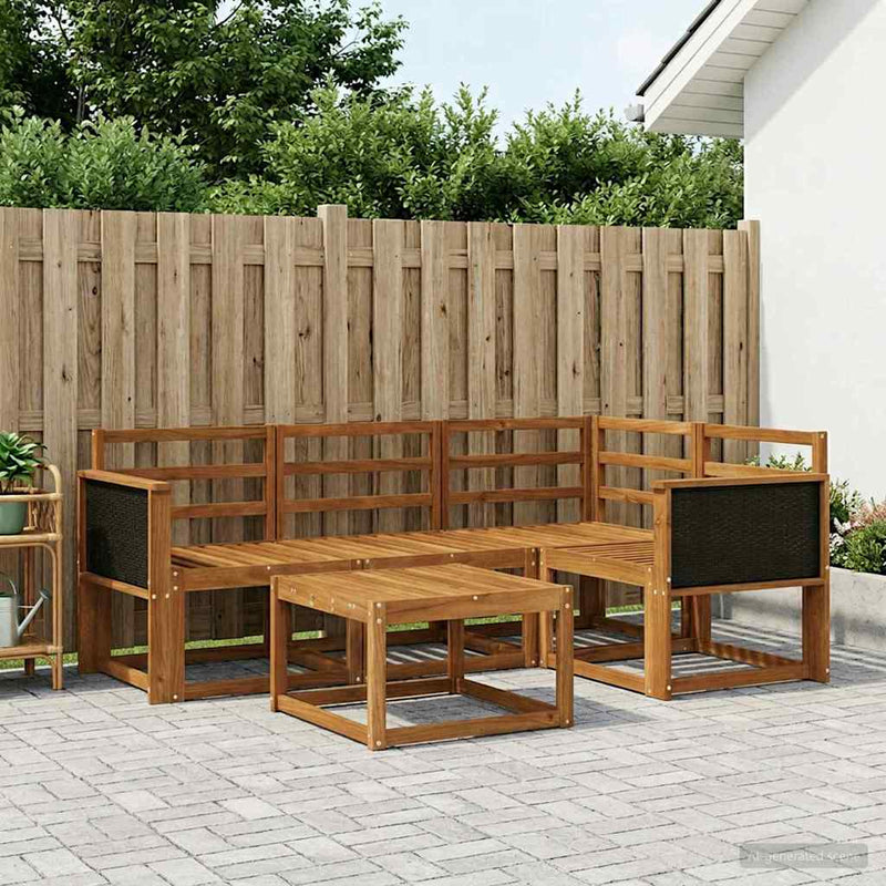 Set de canapele de exterior 5 buc. natural Lemn Solid de Acacia
