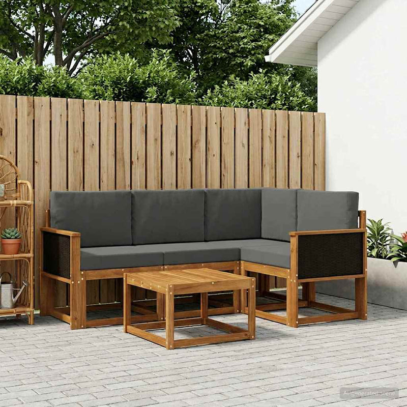 Set de canapele de exterior 5 buc. Natural și Antracit