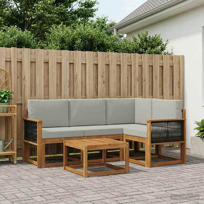 Set de canapele de exterior 5 buc. Natural și gri deschis