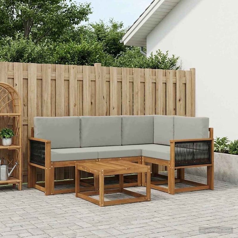 Set de canapele de exterior 5 buc. Natural și gri deschis