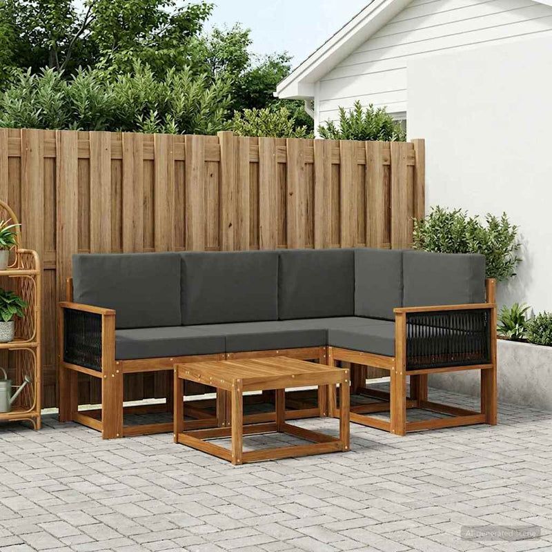 Set de canapele de exterior 5 buc. Natural și Antracit