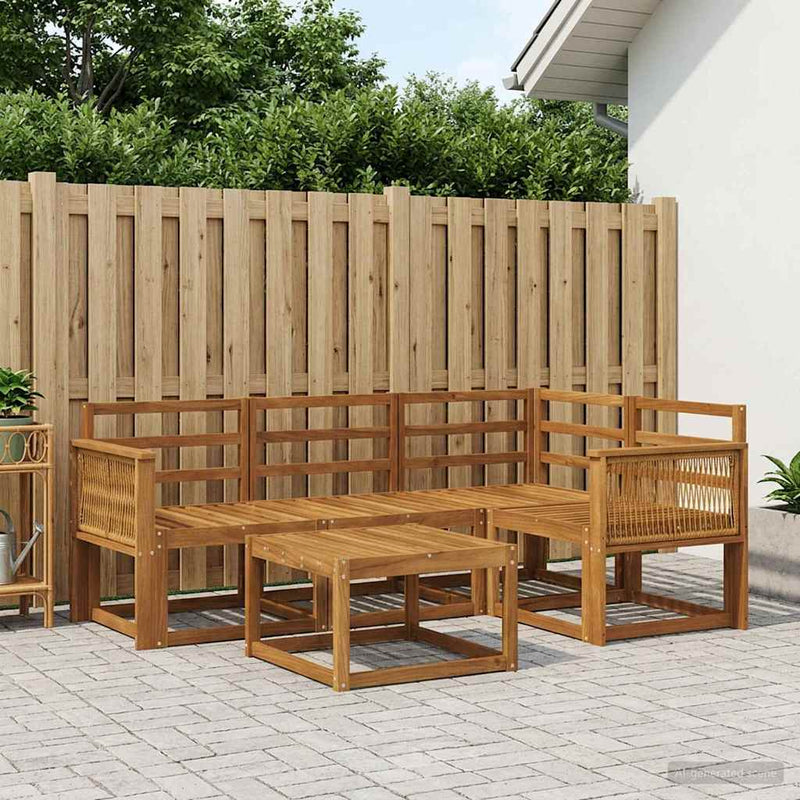 Set de canapele de exterior 5 buc. natural Lemn Solid de Acacia