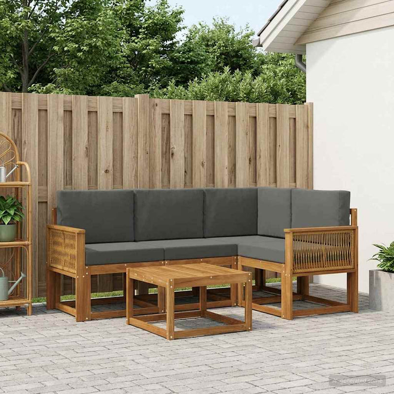 Set de canapele de exterior 5 buc. Natural și Antracit