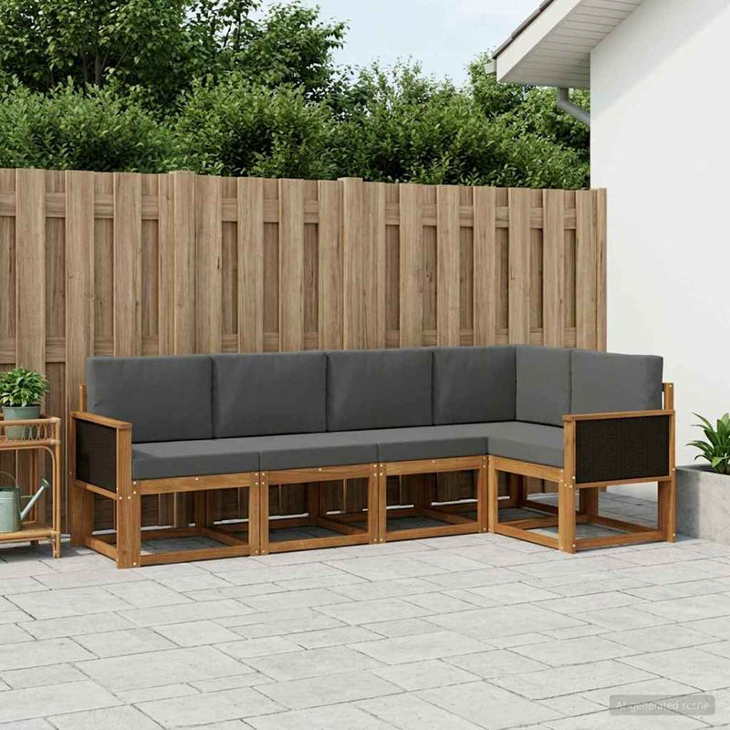 Set de canapele de exterior 5 buc. Natural și Antracit