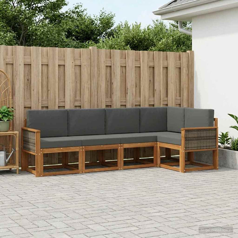 Set de canapele de exterior 5 buc. Natural și Antracit