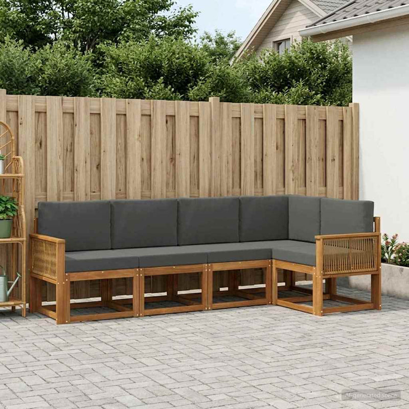 Set de canapele de exterior 5 buc. Natural și Antracit