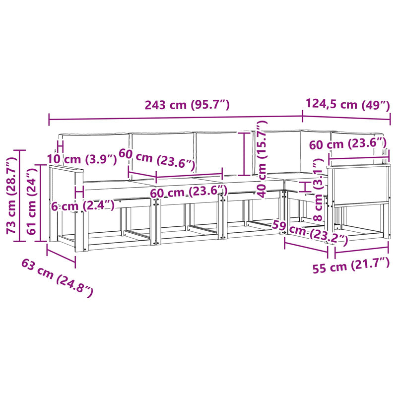 Set de canapele de exterior 5 buc. Natural și Antracit