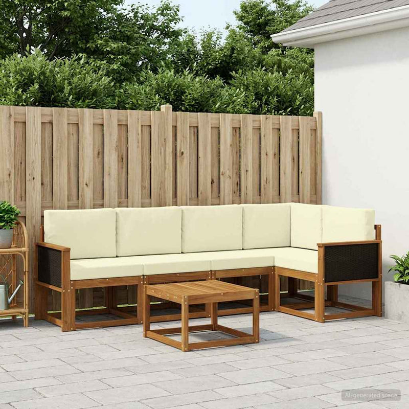 Set de canapele de exterior 6 buc. Natural și Crem
