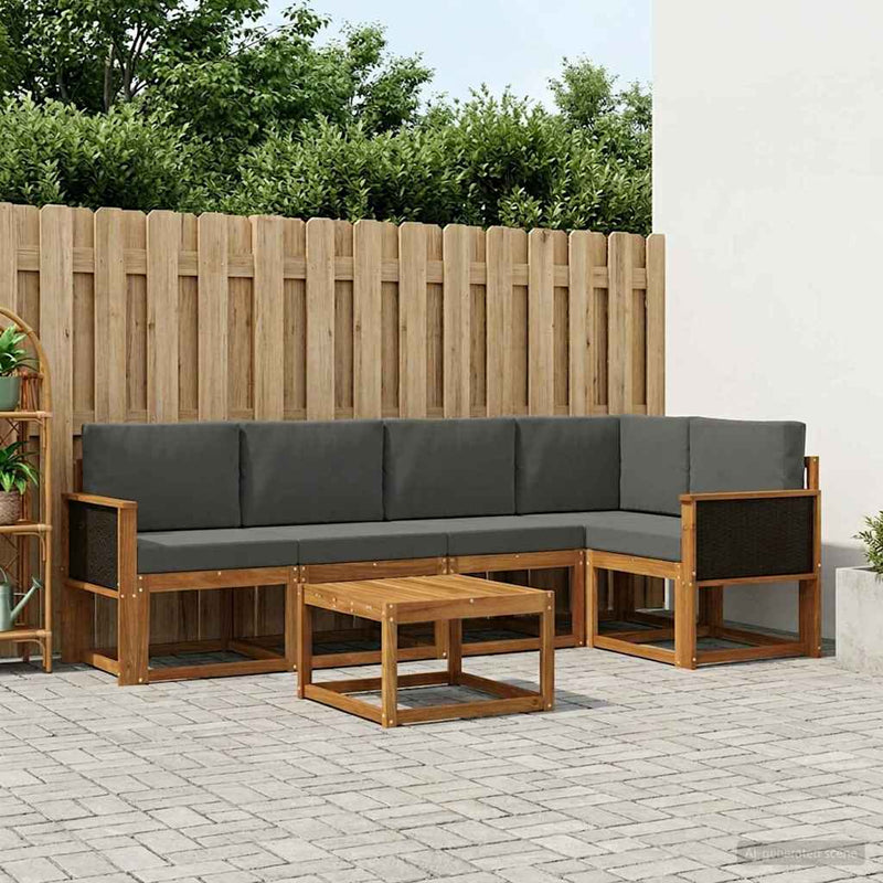 Set de canapele de exterior 6 buc. Natural și Antracit