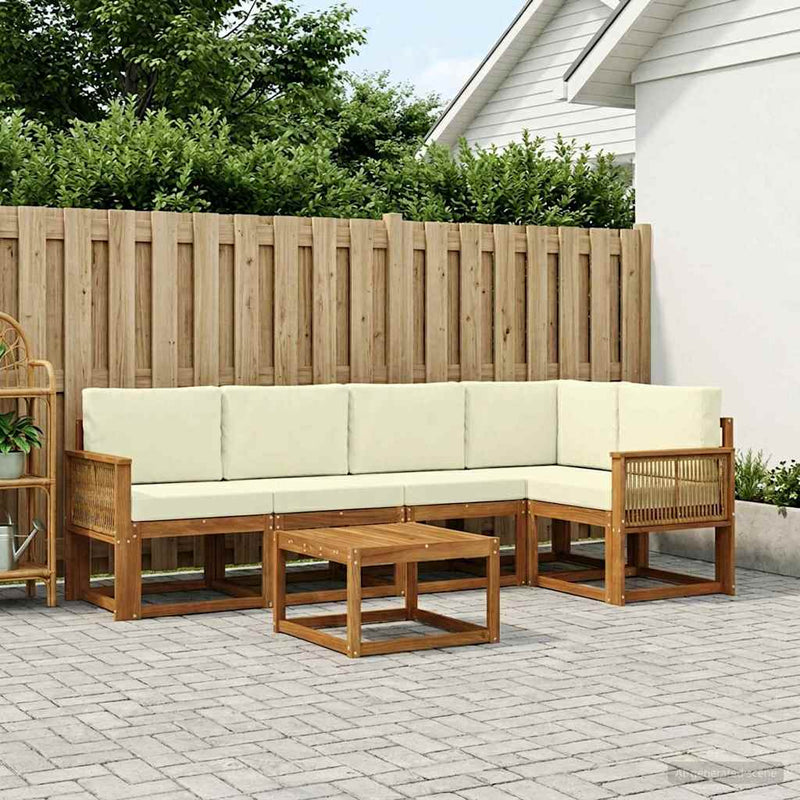 Set de canapele de exterior 6 buc. Natural și Crem