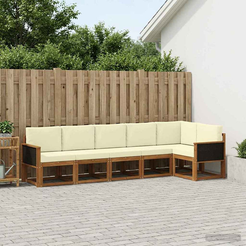 Set de canapele de exterior 6 buc. Natural și Crem Poliester